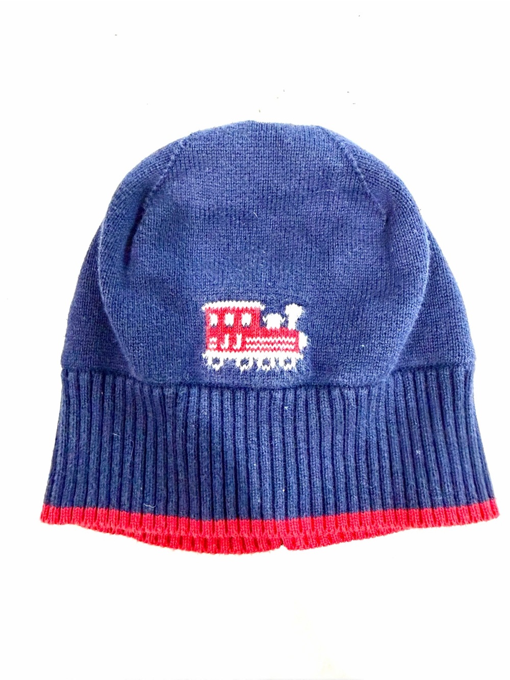 Janie and Jack Navy Train Beanie Hat | Baby Size 6–12 Months